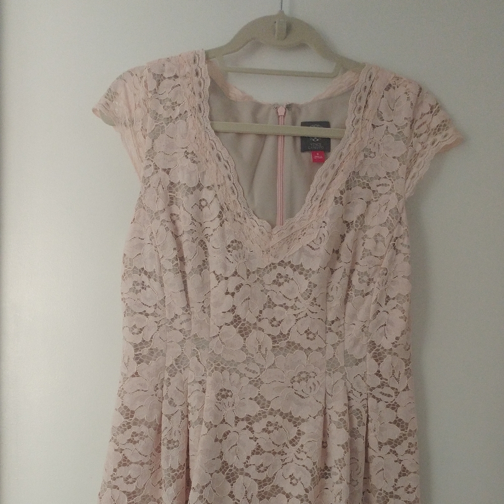 Vince Camuto Lace Overlay A-Line Dress Sz 8